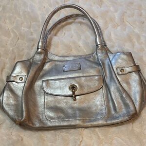 Kate Spade  vintage silver purse. ! 
Worn. In need of rehab
